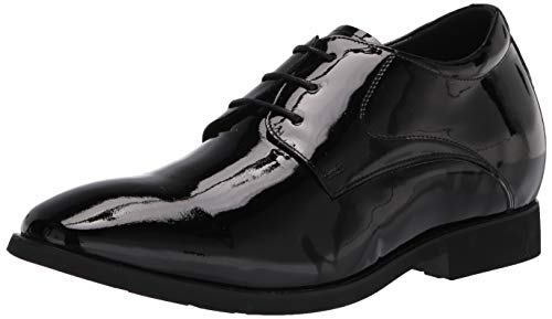 Calden Men's Invisible Height Increasing Elevator Shoes - Black Patent Leather Lace-up Formal Tuxedo Oxfords - 3 Inches Taller - K911929 - Size 9 D(M) US