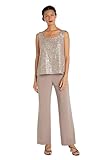 R&M Richards Women's 3 PCE Laced Duster Jacket mother of the bride pant suits, Champagne, 12