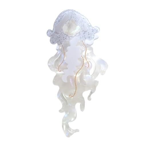 Novelty Ocean Jellyfish Hair Clips,Cellulose Acetate Hair Clips,Big Claw Clips for Girl,Hair Accessories,White