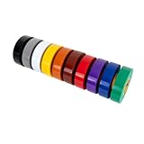 GTSE Mixed Colors Electrical Tape, 10-Pack – Waterproof, Industrial Grade Vinyl, 3/4 in x 66ft– Strong Self-Adhesive PVC Electric Tape for Wire Insulation, 7 Mil, 600V – UL/CSA Listed