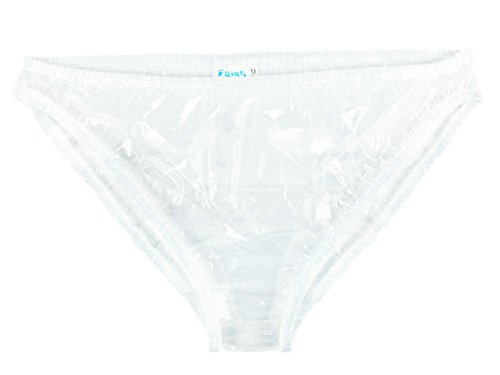 Haian Plastic Bikini Panties PVC Underwear 3 Pack (Medium, Glass Clear)