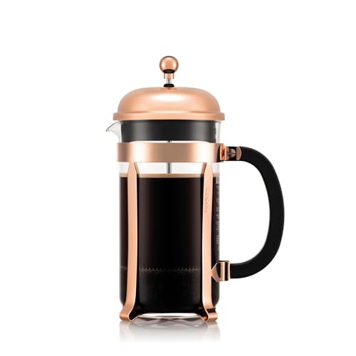 Bodum 34oz Chambord French Press Coffee Maker, High-Heat Borosilicate Glass, Stainless Steel, Copper – Made in Portugal