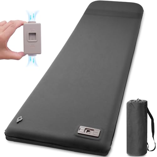 Self Inflating Sleeping Pad with Electric Pump,3.14" Thick Memory Foam Sleeping Mats for Camping,Easy Inflate&Deflate,9.5 R-Value Insulated Camping Mattress with Pillow for Car Travel Tent, Grey