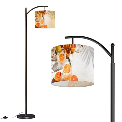 Summer orange cocktails fresh citrus fruits Hard seltzer lemonade Arc Floor Lamp with Remote Tall Standing Light Working with Adjust Head Dimmable LED Bulb Reading Light for Living Room Office