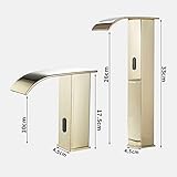 RONPOTY Sensor Taps for Wash Basin Automatic Sensor Touchless Bathroom Sink Faucet Waterfall Basin Taps, Gold-Basin Taps, Hot and Cold Taps,Black Retro,cold Water