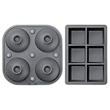 Samuelworld Large Silicone Premium Ice Trays, 2-Pack Combo, 2 Inches Big Cubes & 2.5 Inches Sphere Ice Molds - BPA Free, Craft Ice Maker for Gifting, Whiskey, Cocktails, Easy Release - Gray