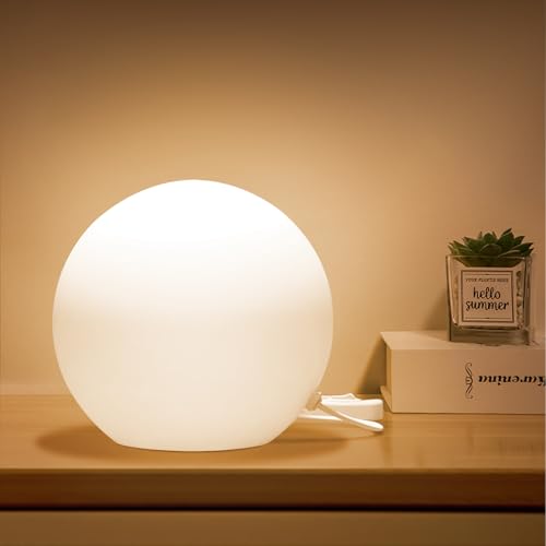 NewBiz Bri 10 Inch Ball Table Lamp with Glass Shade Stylish Ball Light Lamp for Bedroom Living Room and Bookshelf Modern Design Perfect for Home Decor, Without Bulb