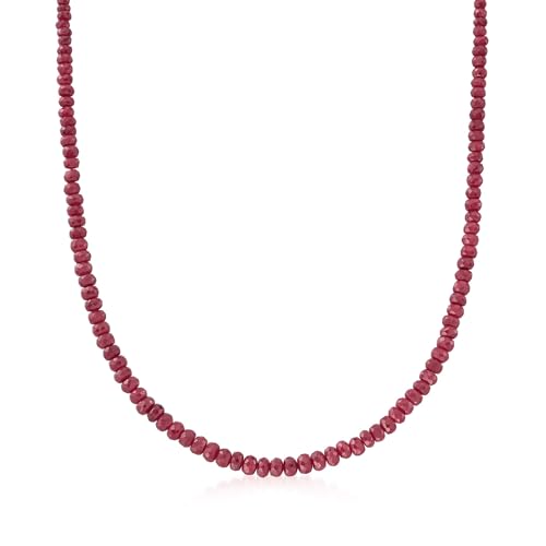 Ross-Simons 95.00 ct. t.w. Ruby Bead Necklace With Sterling Silver. 20 inches