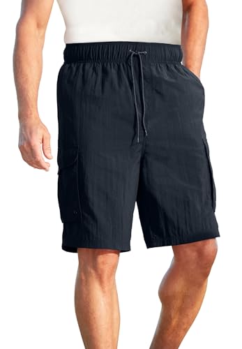 KingSize Men's Big & Tall 8" Cargo Swim Trunks - 7XL, Black