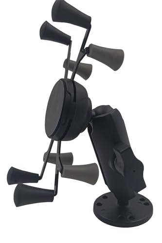 Strg Phone Mount with Drill-Down Round Base with Medium B Size 1" Ball Double Socket Arm, Phone Holder Compatible with All Phones Car Motorcycle Bike and More Phone Mount