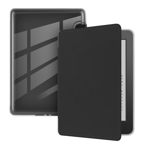 Case for 6" Kindle Paperwhite (7th Generation-2015 Release), Ultra Clear Soft Flexible Transparent TPU Back Cover with Auto Sleep/Wake for Kindle Paperwhite (Model NO. DP75SDI), Black