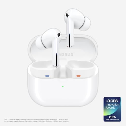 Samsung Galaxy Buds 3 Pro AI True Wireless Bluetooth Earbuds, Noise Cancelling, Sound Optimization, Redesigned Comfort Fit, White [US Version, Amazon Exclusive, 2Yr Warranty]