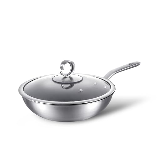 KOBACH 13 in Titanium Wok with Lid – Nonstick Wok & Stir-Fry Pan, All Stovetops & Induction Safe, Oven & Dishwasher Safe, Non-Toxic, No Coating – Durable Titanium Cookware, Frying Pan & Pot