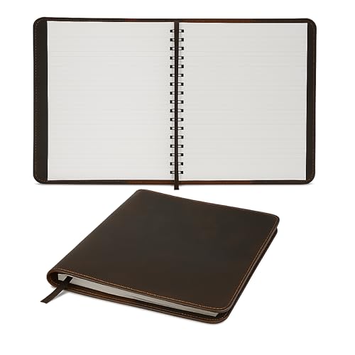 TheAntiq Large Size Journal Cover for Hard Cover Notebook, Rustic Leather Journal Cover (8.5 x 11 inches), Full Grain Leather Journal Cover, Handmade (Brown)