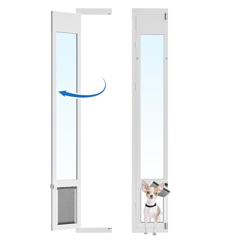 Eillion Medium Dog Door for Sliding Glass Doors, Adjustable Height 75 7/8" to 81", All-Metal Framed, Perfect for Medium Pets Up to 40 Pounds