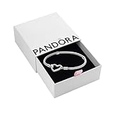 PANDORA Moments Heart Clasp Snake Chain Bracelet - Charm Bracelet for Women - Compatible Moments Charms - Gift for Her - Sterling Silver - With Gift Box - 7.9"