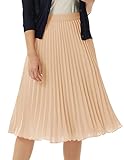 GRACE KARIN Womens Casual A-Line Chiffon Skirts Pleated Swing Skirt Light Khaki M