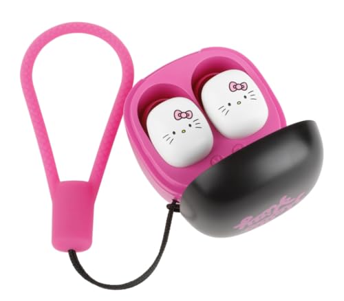 Konix Hello Kitty kabellose Kopfhörer für Smartphones und Tablets - 6 Stunden Akkulaufzeit + 15 Stunden mit Etui - Bluetooth-Verbindung - Schwarz und Rosa