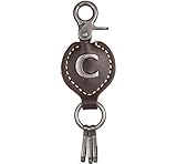 Leather Keychain For Men, Single Letter Alphabet with Easy Clasp - C - Rich Brown - One Size