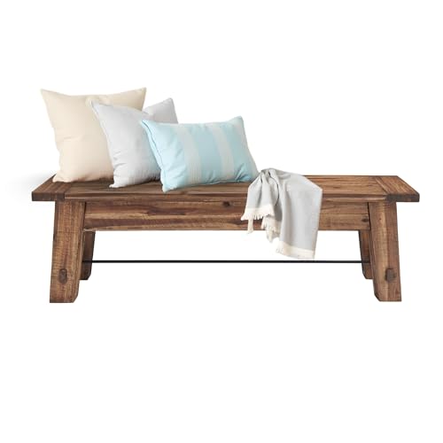 Durango Rustic Farmhouse Style 60-Inch Wood Bench - Industrial Modern Accent Furniture with Solid Wood Seat for Entryway, Dining Room, Hallway, Foyer, or Kitchen by Alaterre Furniture