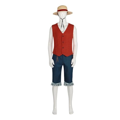 VintageCos Men's Anime Classic Suit with Straw Hat for Halloween (S)