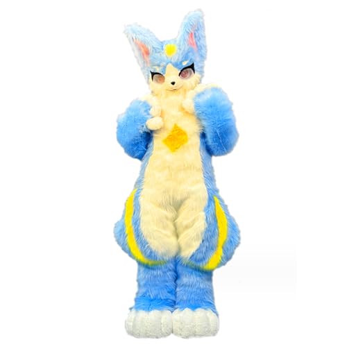 Generic Fursuit Beast Set Full Costume Fursuit Beast Furry Finished Furry Cat Head Dog Head Full Set Of Whole Set Cosplay, Blue