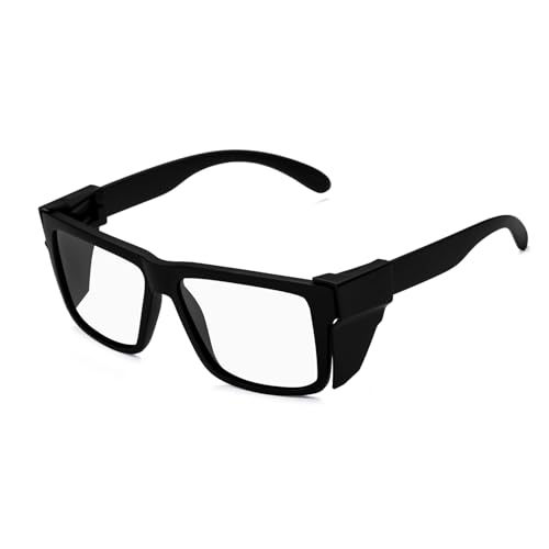 BINGKING UV400 Transition Photochromic Safety Glases Blue Light Blocking ANSI Z87 Impact Approved sunglasses for men and women (Matte black)