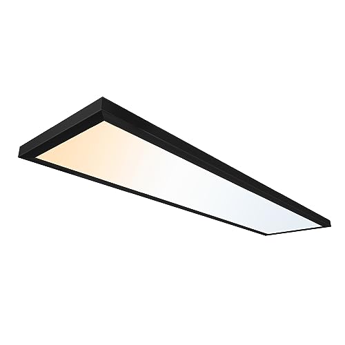 Ultralux 1x4 ft Surface Mount Ceiling Light Panel – Slim, Edge Lit, Flush Mount Flat Panel for Kitchen, Home & Office - TRIAC Dimmable, 3CCT Adjustable Color Temperature (Matte Black, 1 Pack)