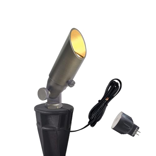 COLOER Mini Size Die-cast Brass Landscape SpotLights Outdoor, 2.5W 12Volt AC/DC Low LED Voltage Spot Light, IP65 Waterproof Light Houses Decorations for Yard, Bronze,2700K Warm White(104B)