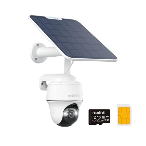 REOLINK 4K LTE Cellular Security Camera Wireless Outdoor, No WiFi, 3G/4G LTE, Solar Powered, SIM Card+32GB SD Card Included, Color Night Vision, Local/Cloud Storage, Go PT Ultra+SP, Updated Version
