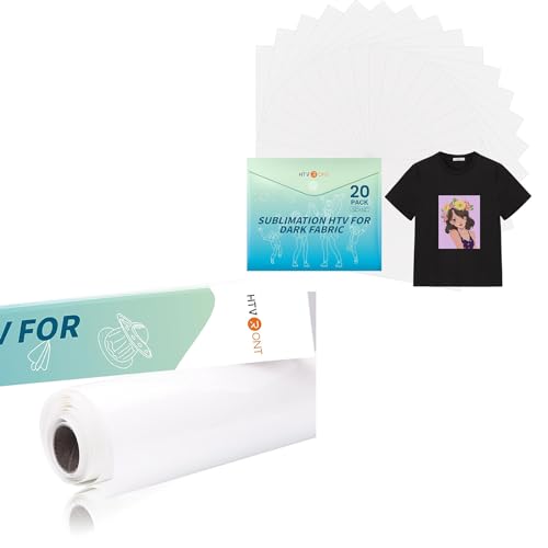 HTVRONT 20 Pack 12" x 12" Sublimation HTV & 12" x 5ft Sublimation HTV for Dark Fabric