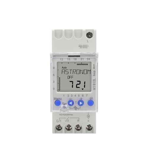 RWRAPS MT812L Astronomical Timer 1-Channel 7 Days DIN Rail Digital Time Switch