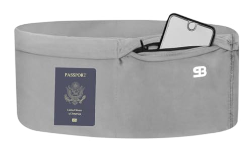 StashBandz Unisex Travel Money Belt, Running Belt, Fanny and Waist Pack, 4 Large Security Pockets and Zipper, Fits All Size Phones Passport and More, Small