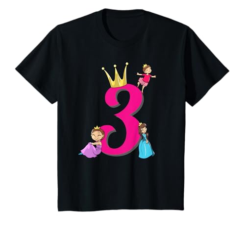 Kids 3rd Birthday with Princess 3 Years Old Princesses T-Shirt