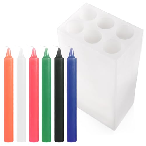 Long Cylinder Silicone Candle Molds 6 Holes Candle Making Mold 5.9 Inch Pillar Silicone Resin Mould for Scented Candles Clay Soap Plaster Handmade Crafts Birthday Gifts Cake Decor