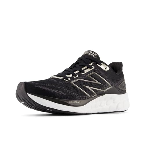 New Balance Women's Fresh Foam 680 V8 Running Shoe, Black/Light Gold Metallic/Black Metallic, 7