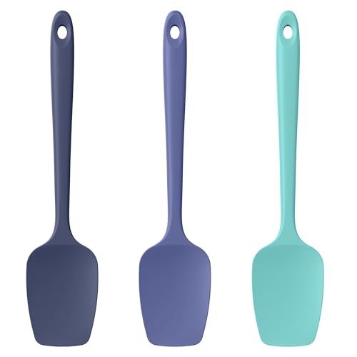Luxiwise Silicone Spoon Spatulas Set, 600ºF Heat-Resistant BPA-Free Non-Stick Rubber Spoonulas Kitchen Baking Cooking Spoons Versatile for Scooping, Mixing, Stirring, Serving (Set of 3, Multi-4)
