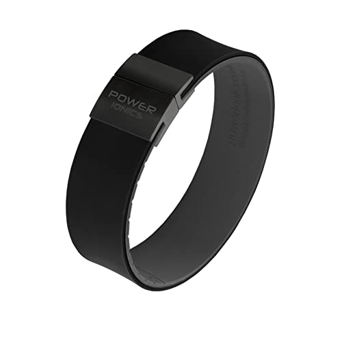 Power Ionics Balance Bracelet for Men and Women with Magnetic Black Stainless Steel Buckle - Black/Gray Silicone Band, Adjustable 13-21 cm Length, 2 cm Width, Jewelry Gift Bag