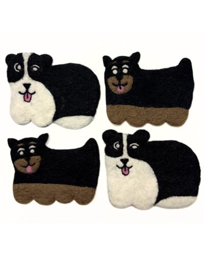 Humble Hilo Handmade Felt Kitchen and Dining Tableware Coasters Trivets (Dogs, Set of 4)