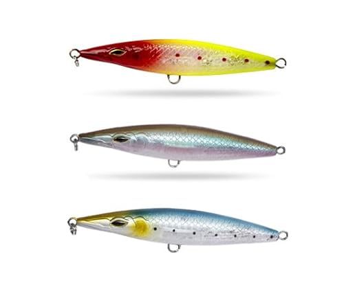 KTGCOZS Pack of 3 Fishing Lure 5.1 Floating Pencil Bait Stickbait Asturies Wobbler Topwater asturie Lures for Seabass bonitos Color Random