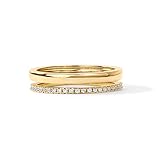 PAVOI 18K Yellow Gold Plated Cubic Zirconia Dual Stacking Rings for Women | Gold Eternity Band for Women | Thumb Ring | Size 5