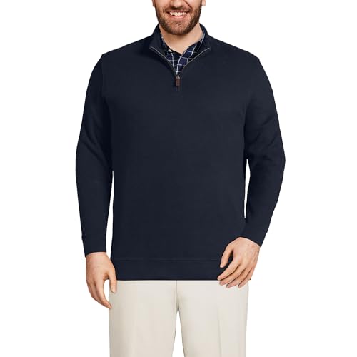 Lands' End Mens Bedford Rib Quarter Zip Sweater Radiant Navy Regular Medium