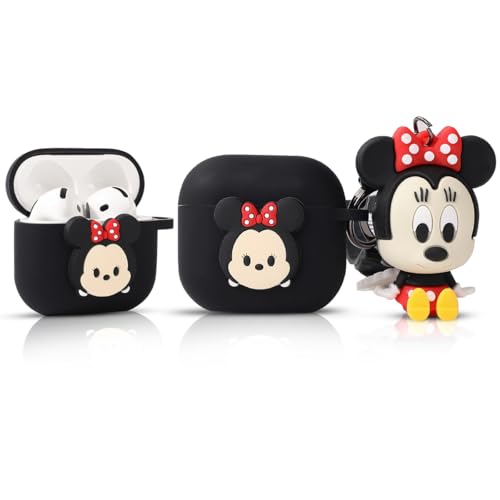 LEWOTE Compatible with Apple Airpods 4 Case Protective Funny Cute Cartoon Cover with Doll Keychain (Minnie)