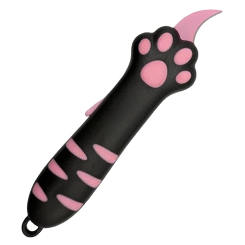 Cat Paw Box Cutter, 2025 New Retractable Cat Claw Knife Cute Cat Box Paper Cutter，Portable Cat Retractable Knife (black)