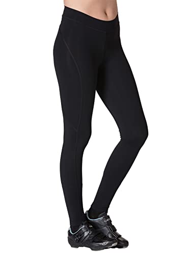 Terry Cycling Padded Bike Pants for Women, Breakaway Bike Tights 28" Long Compression Biking Cycling Pants with Padding - Black, Medium
