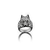 Wolf Handmade Silver Ring, 3D Wolf Head Silver Jewelry, Wolf Head Sterling Silver Men Ring, 3D Wolf Head Gift, Animal Ring, Memorial Gift