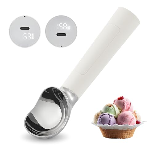 Heated Ice Cream Scoop Electric Ice Cream Scoops Best Rated, Rechargeable Icecream Scoop with LED Display, IP67 Waterproof, Professional Ice Cream Scoop for Hard Ice Cream, Best Icecream Scooper