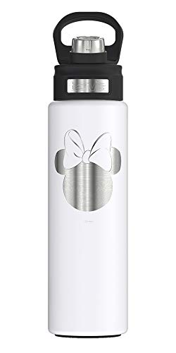 Tervis Disney Minnie Mouse Silhouette Engraved on White Triple Walled Insulated Tumbler Travel Cup Keeps Drinks Cold, 24oz Wide Mouth Bottle, Stainless Steel