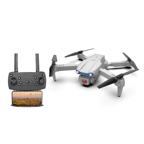 E99 Dual Camera Drone, 1080P HD Camera FPV Drone, with Height-fixed Hover Function, One-click Takeoff/Landing,Adjustable Speed,1800mAh Battery, APP Control, Real-time Transmission, Grey