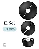 Ceramic Dinnerware Set - Scratch Resistant, Dishwasher & Microwave Safe Stoneware - 12 Piece Plates and Bowls for 4 - Matte Black